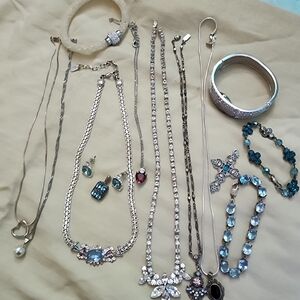 Elegant Silver and Blue Jewelry Set